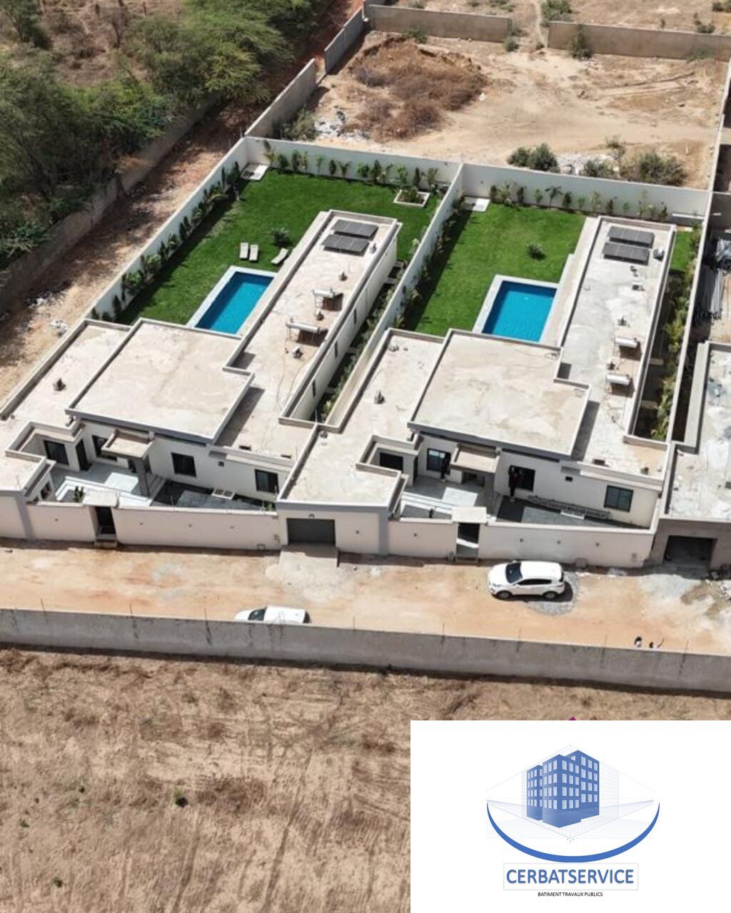 Vue aérienne des villas de prestige à Ngaparou