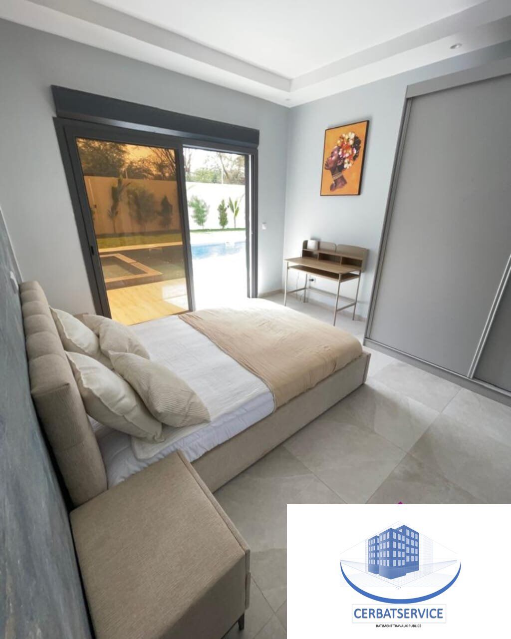 Chambre avec vue jardin villa Ngaparou